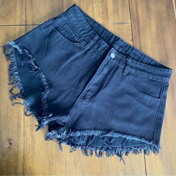 SHEIN Pants - shein black denim shorts